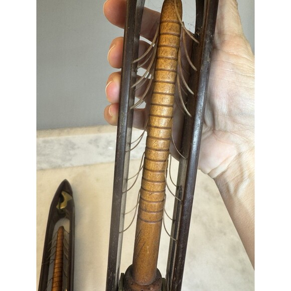 Vintage Draper Tru-Mold Wood Industrial Weaving Shuttle Candle Sconce Set - Picture 3 of 11